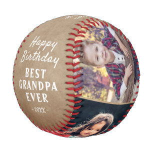 Balle De Baseball Joyeux Anniversaire Grand-Père Rustique 3 Collage