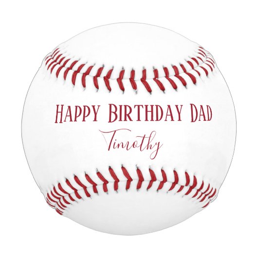 Balle De Baseball Joyeux anniversaire papa rouge et blanc (Devant)