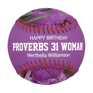 Balle De Baseball Joyeux Anniversaire PROVERBS 31 Personnalisé Flora