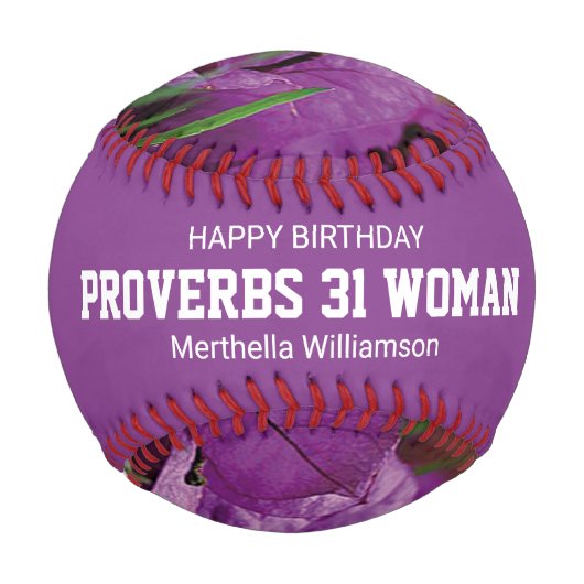 Balle De Baseball Joyeux Anniversaire PROVERBS 31 Personnalisé Flora (Devant)