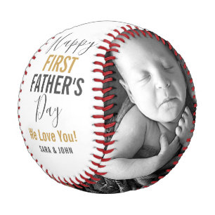 Balle De Baseball Joyeux Fête du Père Gold Baby 2 Photos Nom