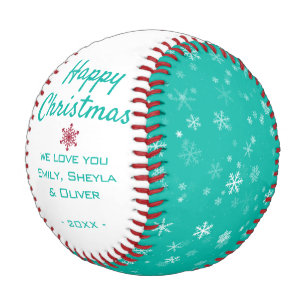 Balle De Baseball Joyeux Motif de flocon vert de Noël