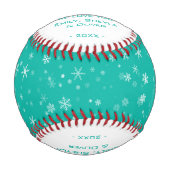 Balle De Baseball Joyeux Motif de flocon vert de Noël (Devant)