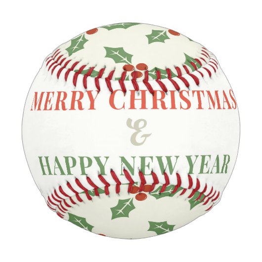 Balle De Baseball Joyeux Noël et Bonne Année (Devant)