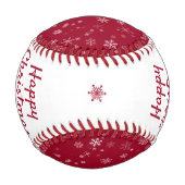 Balle De Baseball Joyeux Noël Motif de flocon de neige rouge (Dos)