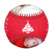 Balle De Baseball Joyeux Noël Rouge Script Famille Photo Collage (Dos)
