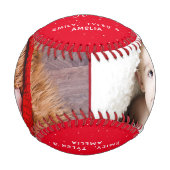 Balle De Baseball Joyeux Noël Rouge Script Famille Photo Collage (Devant)