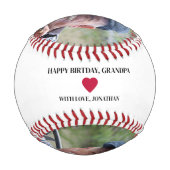 Balle De Baseball Joyeux papi d'anniversaire. Photo personnalisée (Dos)