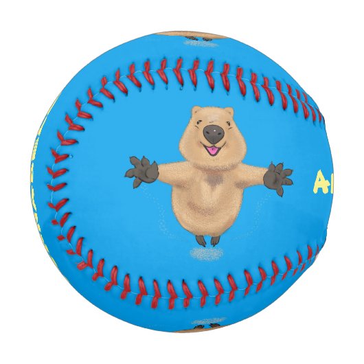 Balle De Baseball Joyeux sauter quokka dessin animé (Devant Gauche)
