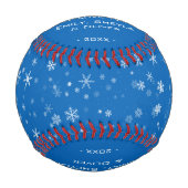 Balle De Baseball Joyeux script de Noël Motif de flocon de neige ble (Devant)