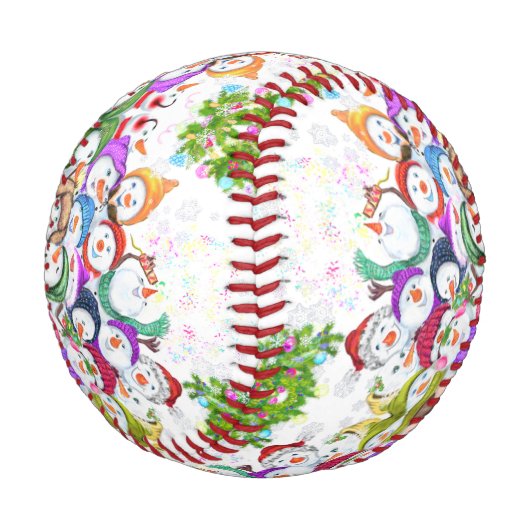 Balle De Baseball Joyeux Snowmans Baseball de Noël (Angle)