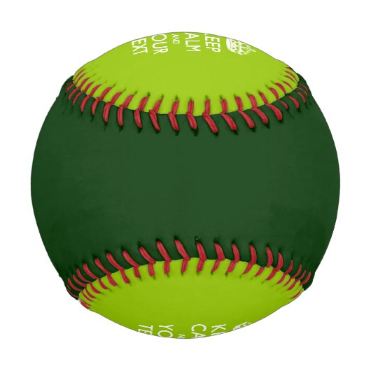 Balle De Baseball KEEP CALM personnalisé et votre texte en vert (Dos)
