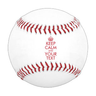 Balle De Baseball KEEP CALM personnalisé et VOTRE TEXTE - rouge