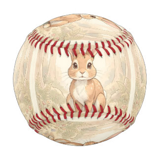Balle De Baseball Lapin brun mignon dans une forêt
