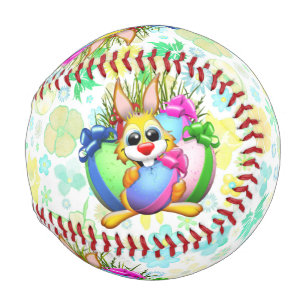 Balle De Baseball Lapin drôle mordant un œuf de Pâques