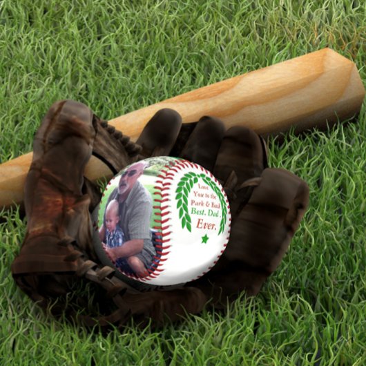 Balle De Baseball Laurel Wreath Your Photo Baseball Best Papa