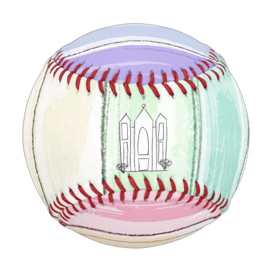 Balle De Baseball LDS Salt Lake City Temple arc-en-ciel couchant mor (Devant)