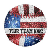 Balle De Baseball Le drapeau américain brille le nom personnalisé et (Dos)