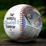 Balle De Baseball Le Poppop 4 Photo Baseball le plus grand au monde<br><div class="desc">Gardez le grand-père de baseball cadeau avec 4 photos de famille à remplacer par le vôtre,  le mignon dicton "le plus grand pop du monde",  un coeur bleu,  et les noms des enfants.</div>