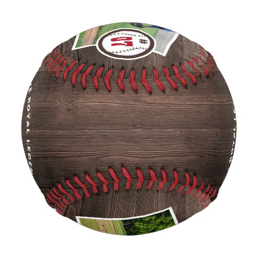 Balle De Baseball Lecteur Woodgrain étoilé Numéro et collection phot (Dos)