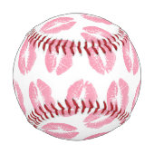 Balle De Baseball Lèvres Roses, Motif De Lèvres, Rouge Rose, Baiser (Devant)