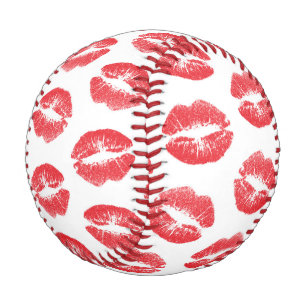 Balle De Baseball Lèvres Rouges, Motif De Lèvres, Rouge Lèvres, Bais