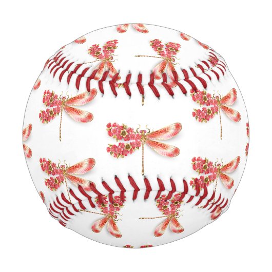 Balle De Baseball libellule de fleurs avec sakura de bijoux (Devant)
