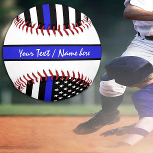 Balle De Baseball Ligne Bleue Mince & Police Drapeau Personnalisé / 