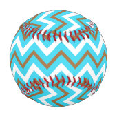 Balle De Baseball Lignes géométriques bleues marron blanches en zig (Dos)