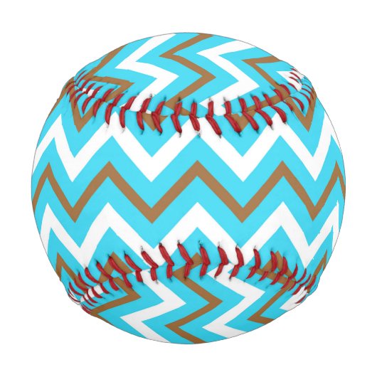 Balle De Baseball Lignes géométriques bleues marron blanches en zig (Devant)