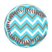 Balle De Baseball Lignes géométriques bleues marron blanches en zig (Devant Gauche)