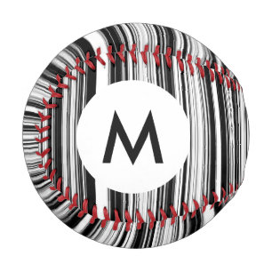 Balle De Baseball Lignes noires et blanches Monogrammes
