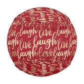 Balle De Baseball Live Laugh Love Faux Gold Letting (Dos)
