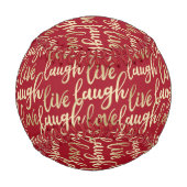 Balle De Baseball Live Laugh Love Faux Gold Letting (Devant)