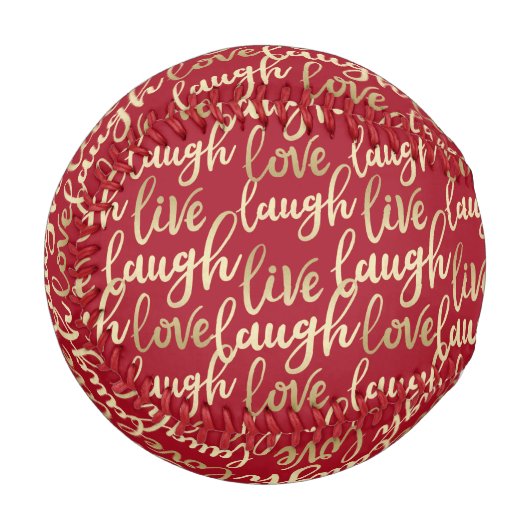 Balle De Baseball Live Laugh Love Faux Gold Letting (Devant Gauche)
