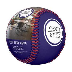 Balle De Baseball Logo bleu ajouter une photo d'entreprise avec text