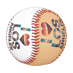 Balle De Baseball Los Angeles Skyline Sunset & Hollywood Typographie