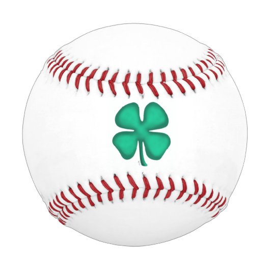 Balle De Baseball Lucky 4 Leaf Irish Clover baseball blanc (Devant)