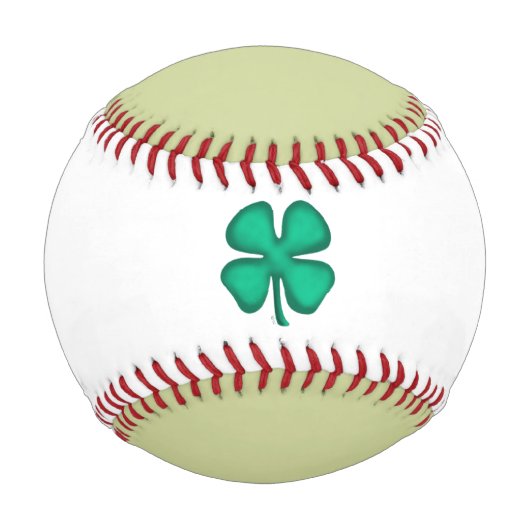 Balle De Baseball Lucky 4 Leaf Irish Clover lt green white basball (Devant)