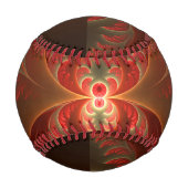 Balle De Baseball Lumineuse Abstrait moderne orange rouge fractal (Dos)
