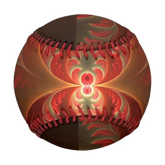 Balle De Baseball Lumineuse Abstrait moderne orange rouge fractal (Devant)