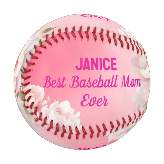 Balle De Baseball Maman de baseball rose sur mesure (Devant Gauche)