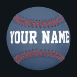 Balle De Baseball Man Birthday gift idea custom name text navy blue<br><div class="desc">Create your unique Man Birthday gift masculine navy blue custom name text Baseball adding your own personalized name, year, slogan, message or any text. Customizable cute baseball gift game for boy, boyfriend, dad, grandpa, cheerleaders, teen, teenager, baby boy, players, teammates, fans. Choose your favourite team and use any background color....</div>