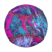 Balle De Baseball Marbre bleu et rose Acrylique Abstraction (Dos)