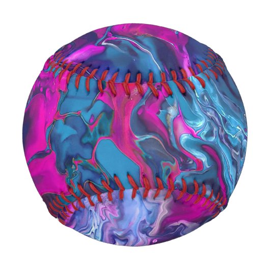 Balle De Baseball Marbre bleu et rose Acrylique Abstraction (Dos)