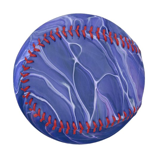 Balle De Baseball Marbre bleu lavande Acrylique Abstrait (Devant Gauche)