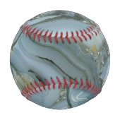 Balle De Baseball Marbre gris bleu avec Veine or (Dos)