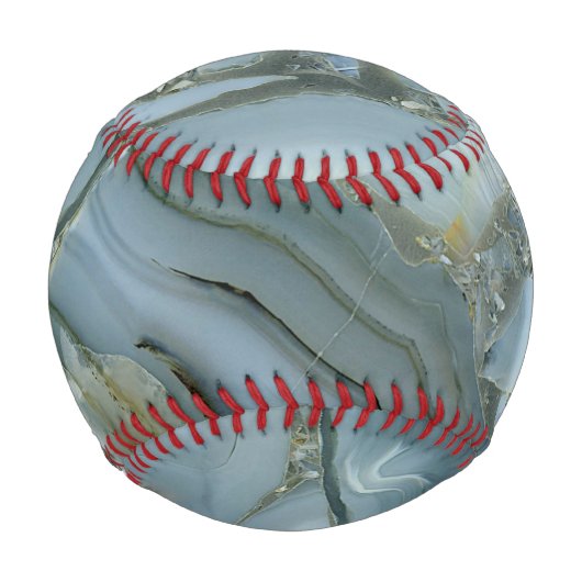 Balle De Baseball Marbre gris bleu avec Veine or (Devant)