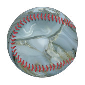 Balle De Baseball Marbre gris bleu avec Veine or (Devant Gauche)