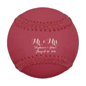 Balle De Baseball Maroon Couple Personnalisable M. Et Mme Mariage (Devant)